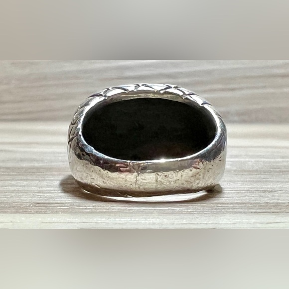 Vintage Modernist Sterling Silver Lattice Engraved Dome Ring, Size 5.75, 10g - Picture 4 of 11